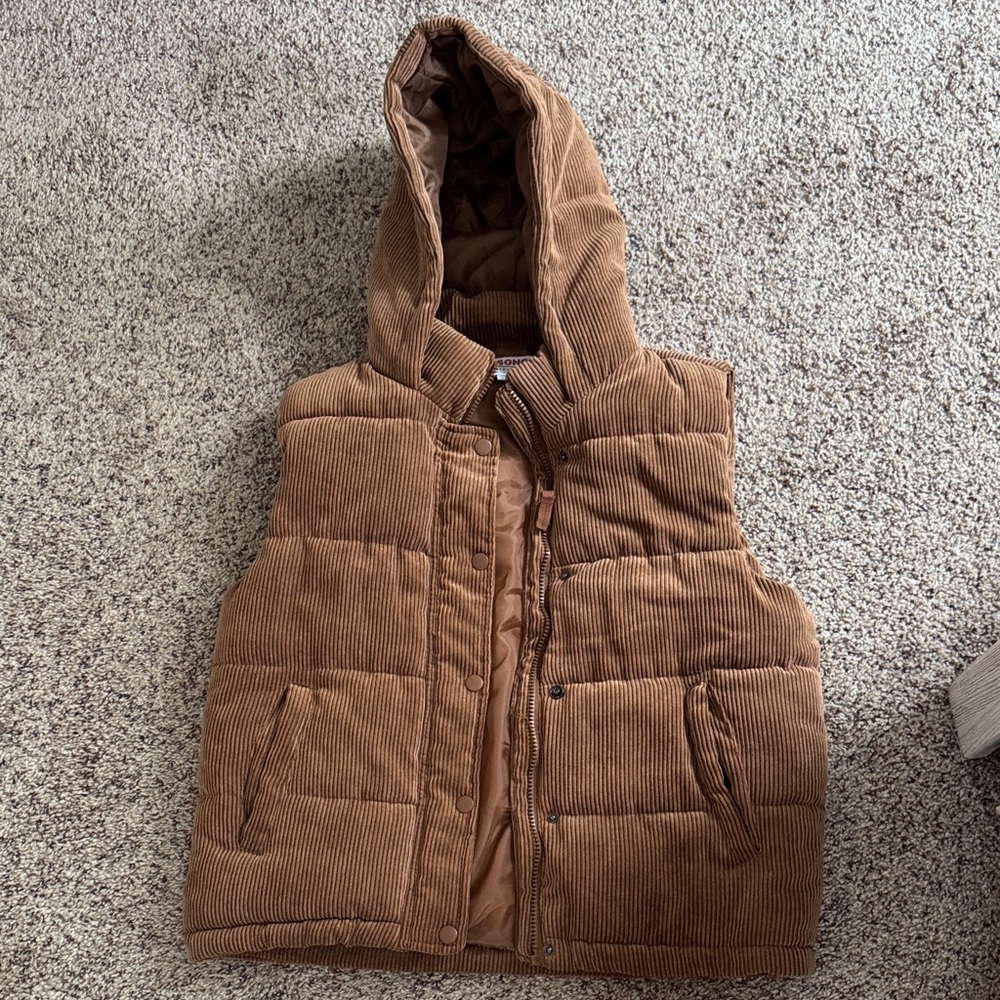 Brown Corduroy Hooded Vest
